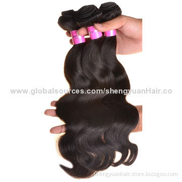 Factory Wholesale Brazilian Human Hair Extension Weft, Natural Color, 8 to 28 Inches